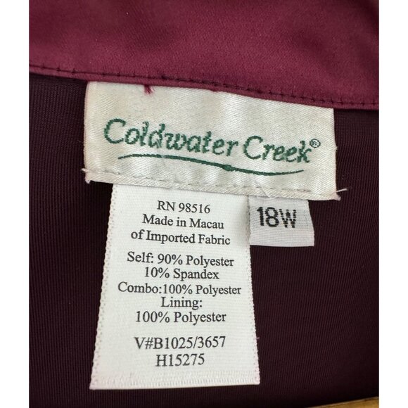 Coldwater Creek Velvet Blazer Size 18W Burgundy Satin Bow Detail Velour Jacket - Picture 8 of 10
